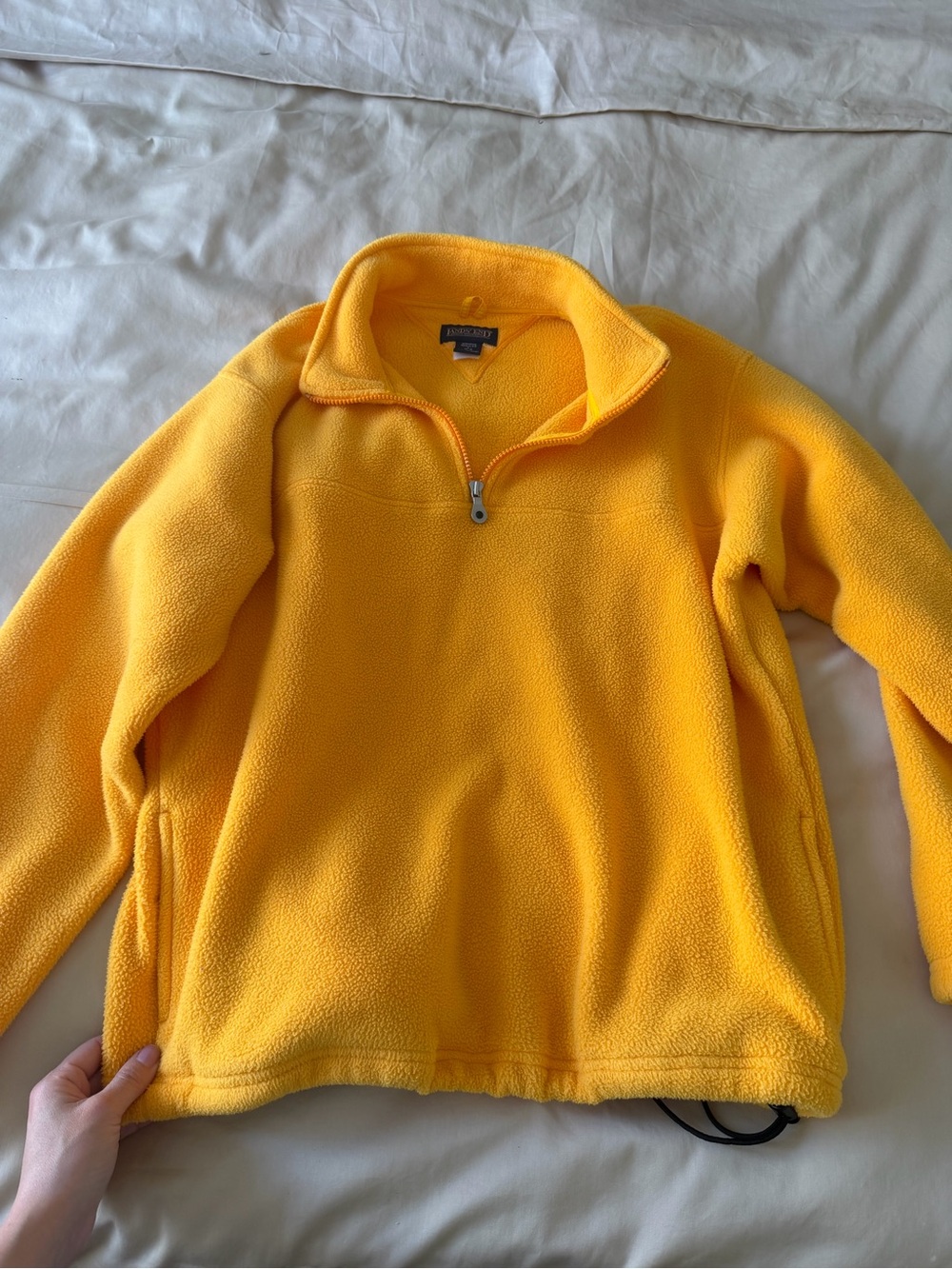 🗽Lands’ End Women’s Bright Yellow Zip-Up Fleece Pullover
